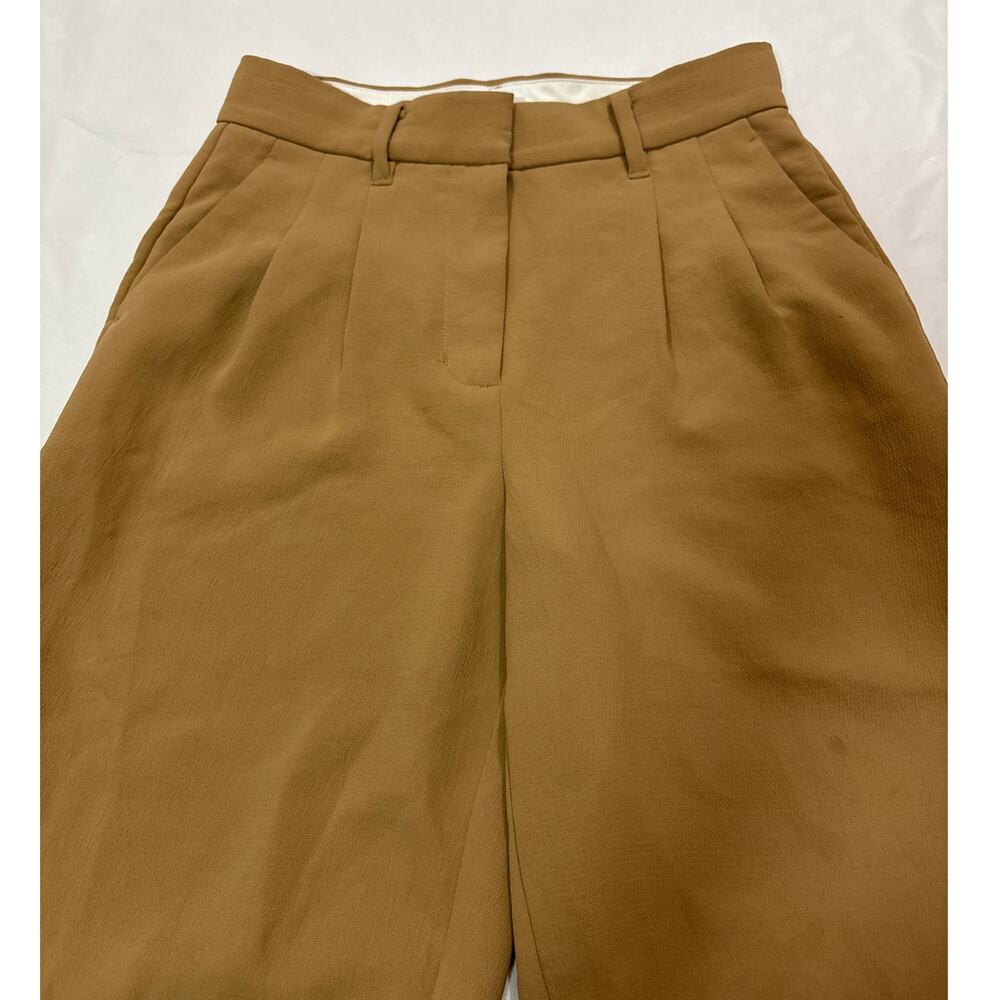 Aritzia Wilfred Womens 2 Brown Wide Leg Pants High Rise Office Minimalist - Picture 3 of 9